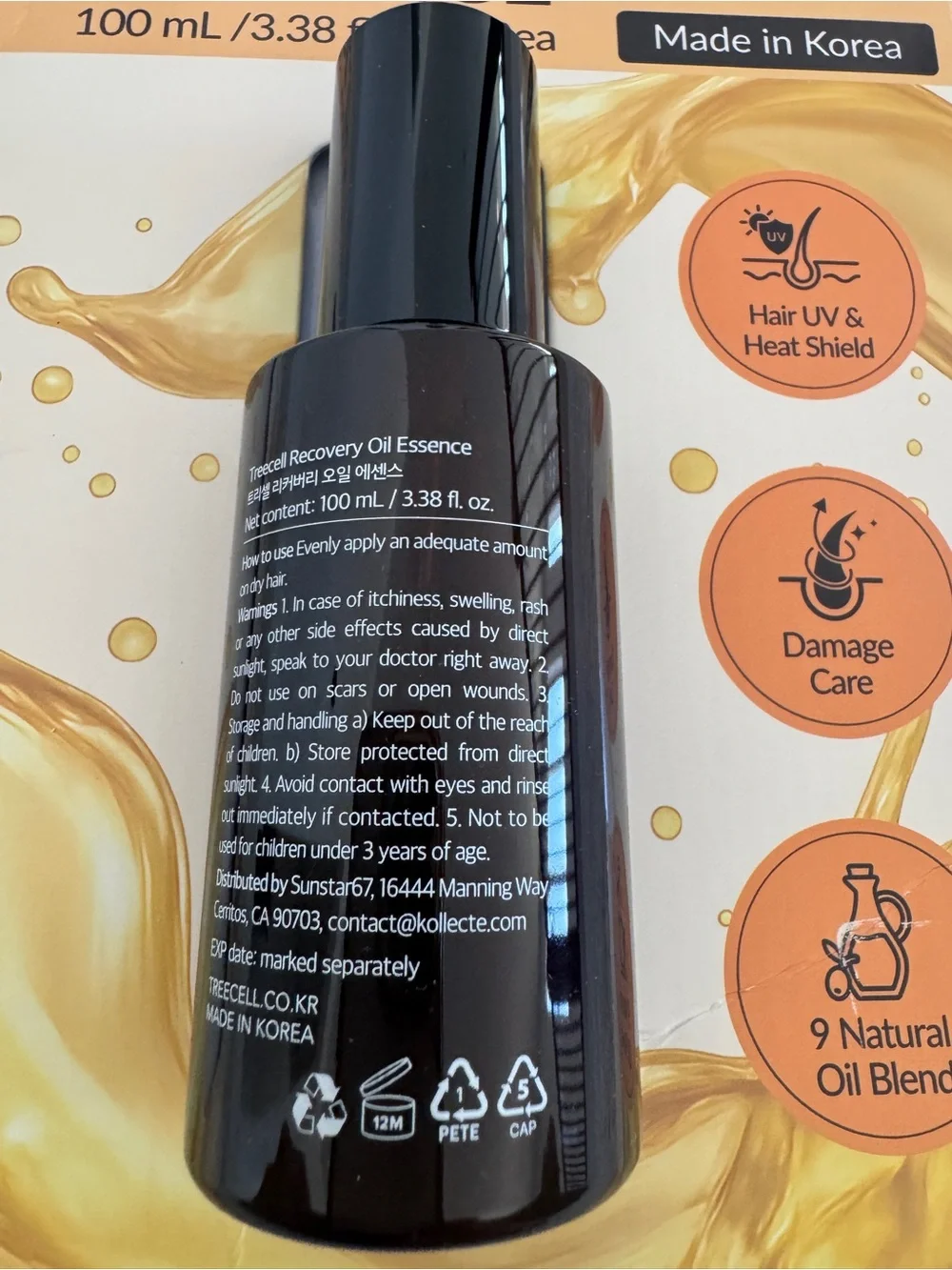 Treecell Recovery Oil Essence (3.38oz/100ml) Hair Oil (Korean Hair Care) - NWOT